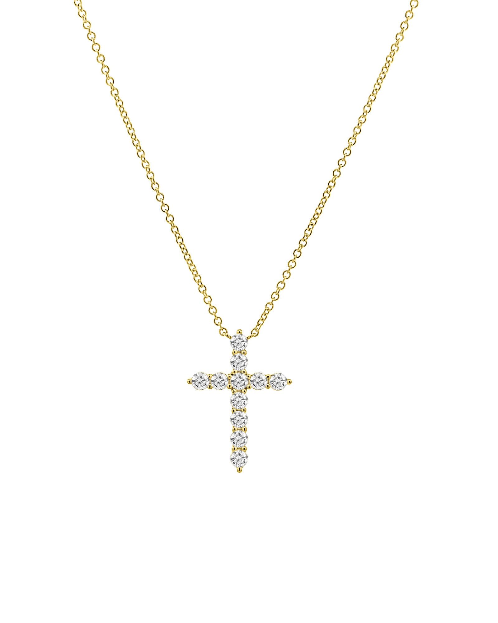 Goldhive-Cross Diamond Necklace-14k Yellow Gold, Diamond-Blue Ruby Jewellery-Vancouver Canada
