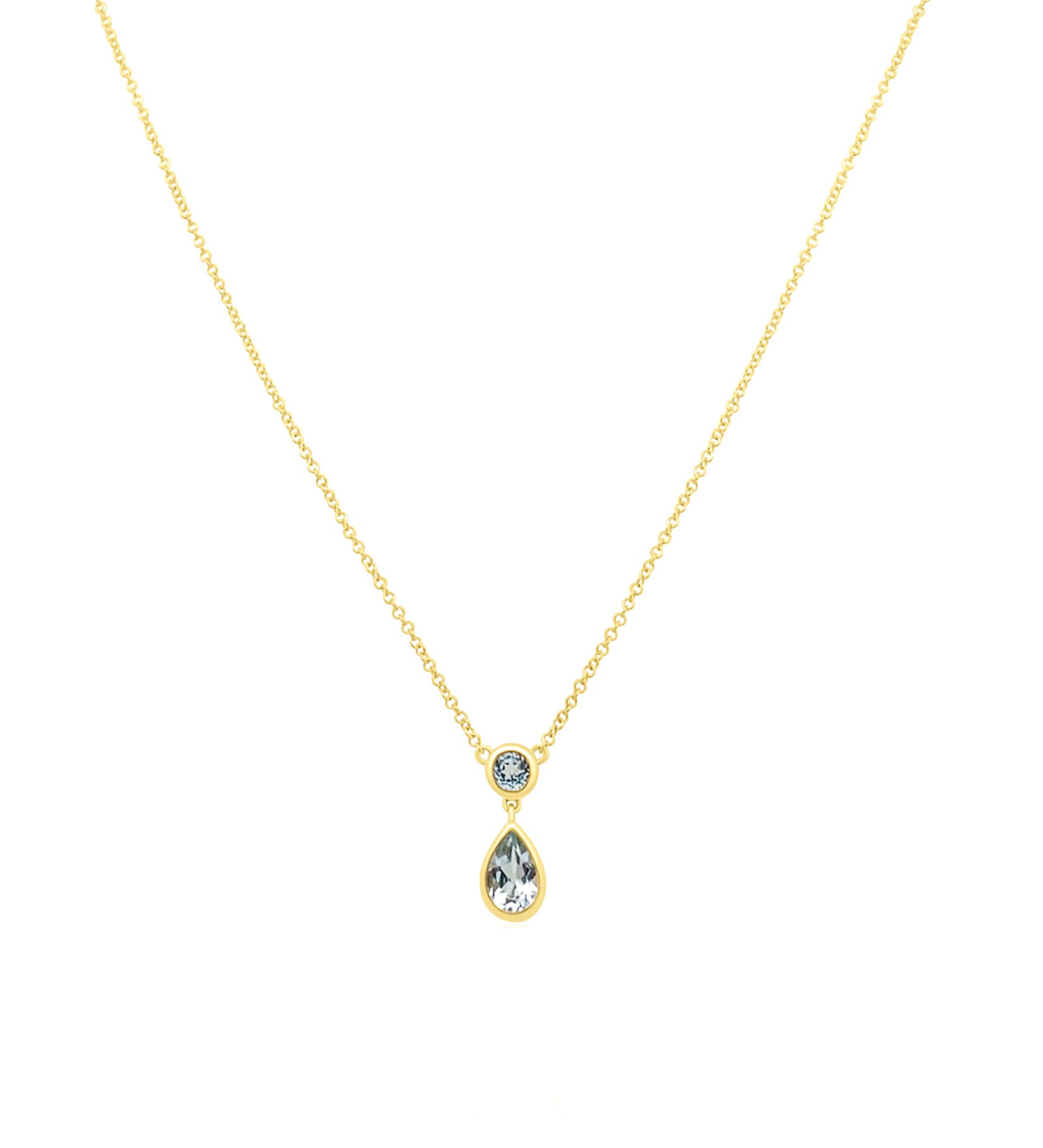 Goldhive-Teardrop Bezel Stone Necklace-Blue Ruby Jewellery-Vancouver Canada