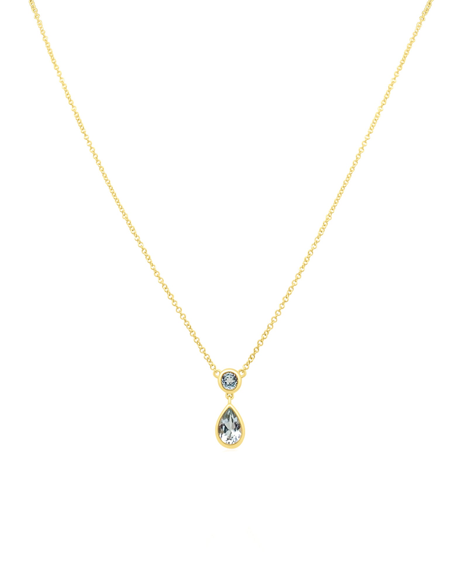 Goldhive-Teardrop Bezel Stone Necklace-Blue Ruby Jewellery-Vancouver Canada