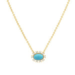 Goldhive-Stone Spiked Oval Necklace-14k Yellow Gold, Diamond, Turquoise-Blue Ruby Jewellery-Vancouver Canada