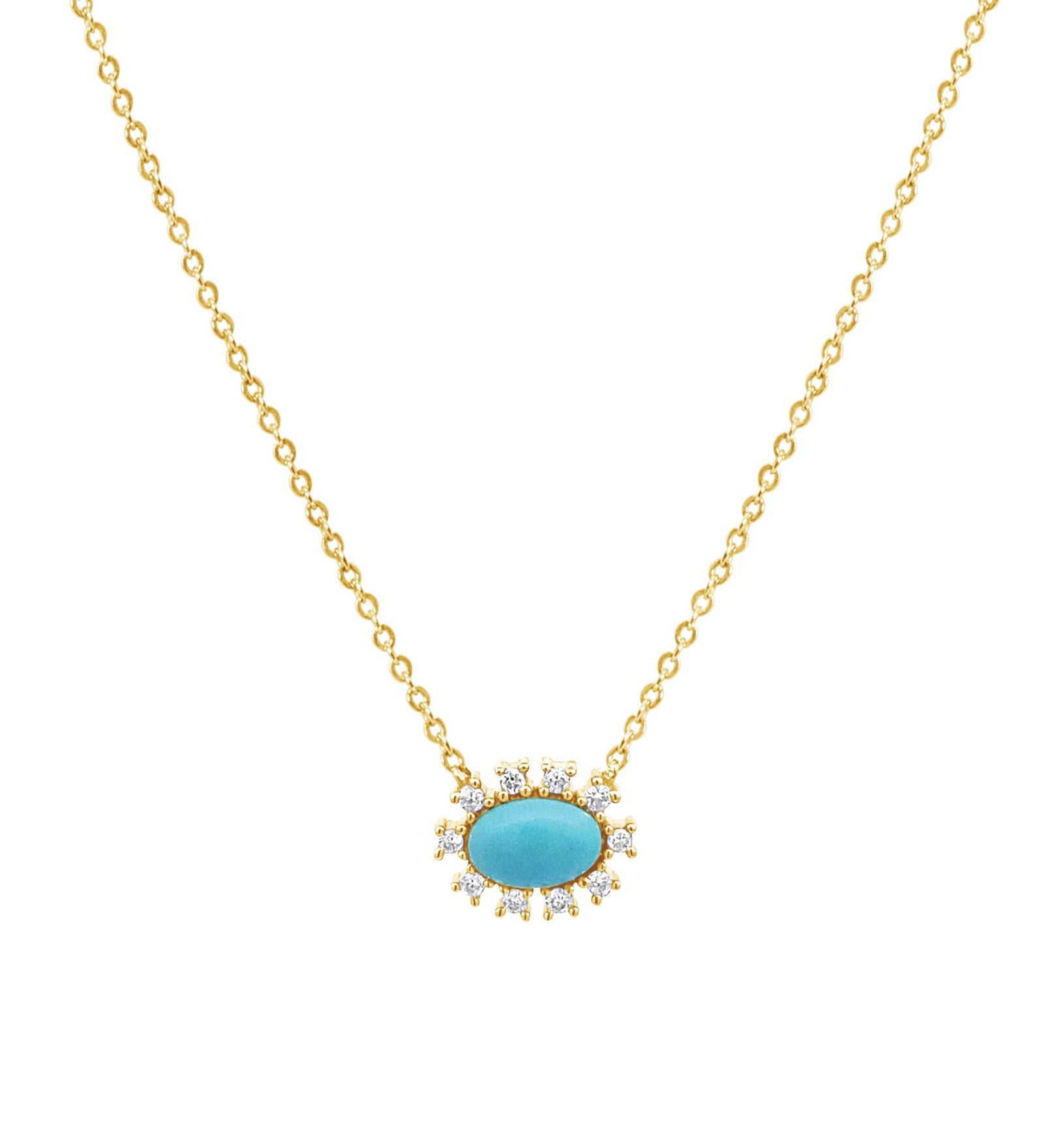 Goldhive-Stone Spiked Oval Necklace-14k Yellow Gold, Diamond, Turquoise-Blue Ruby Jewellery-Vancouver Canada