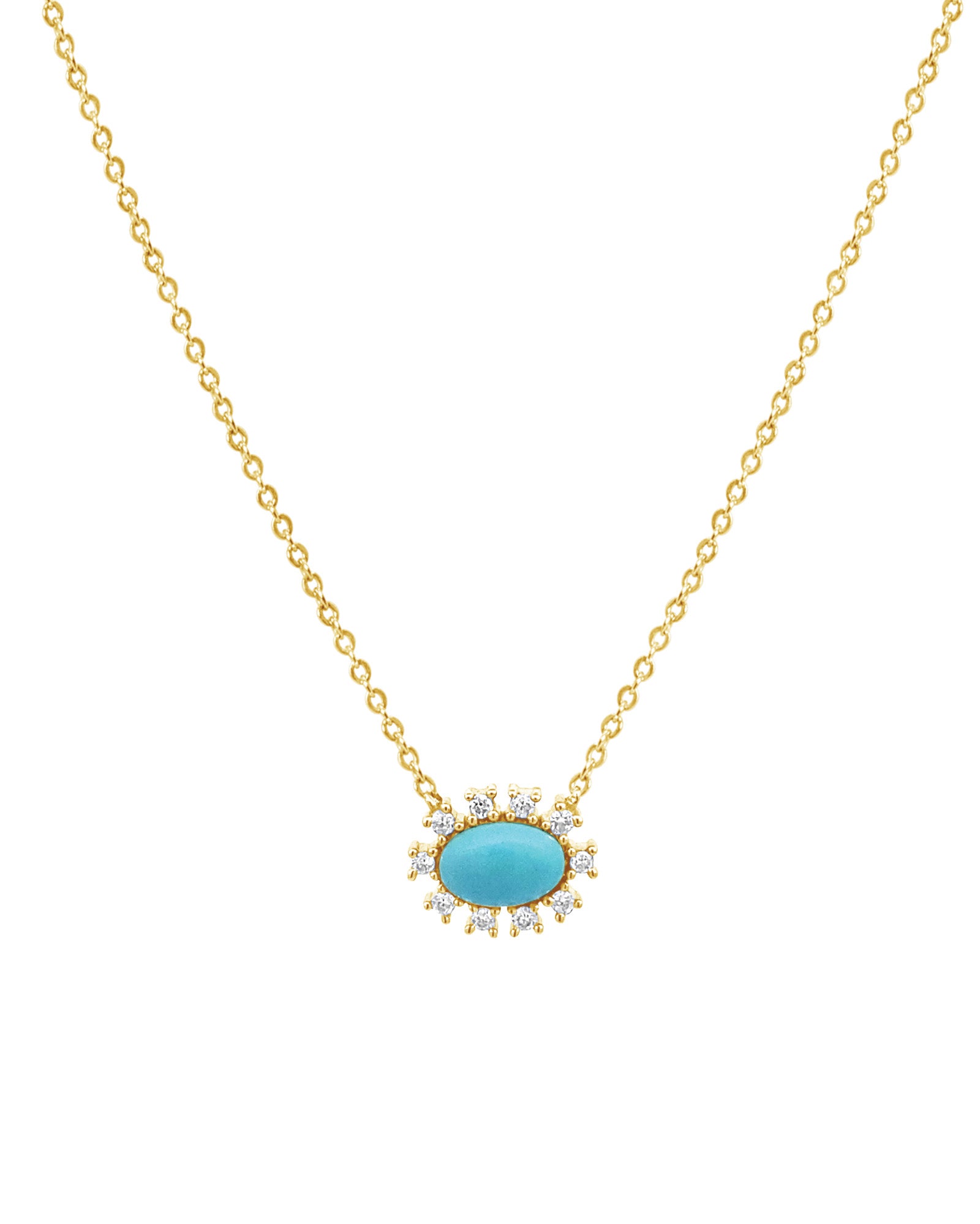 Goldhive-Stone Spiked Oval Necklace-14k Yellow Gold, Diamond, Turquoise-Blue Ruby Jewellery-Vancouver Canada