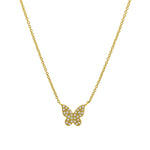 Goldhive-Butterfly Pavé Diamond Necklace-14k Yellow Gold, Diamond-Blue Ruby Jewellery-Vancouver Canada