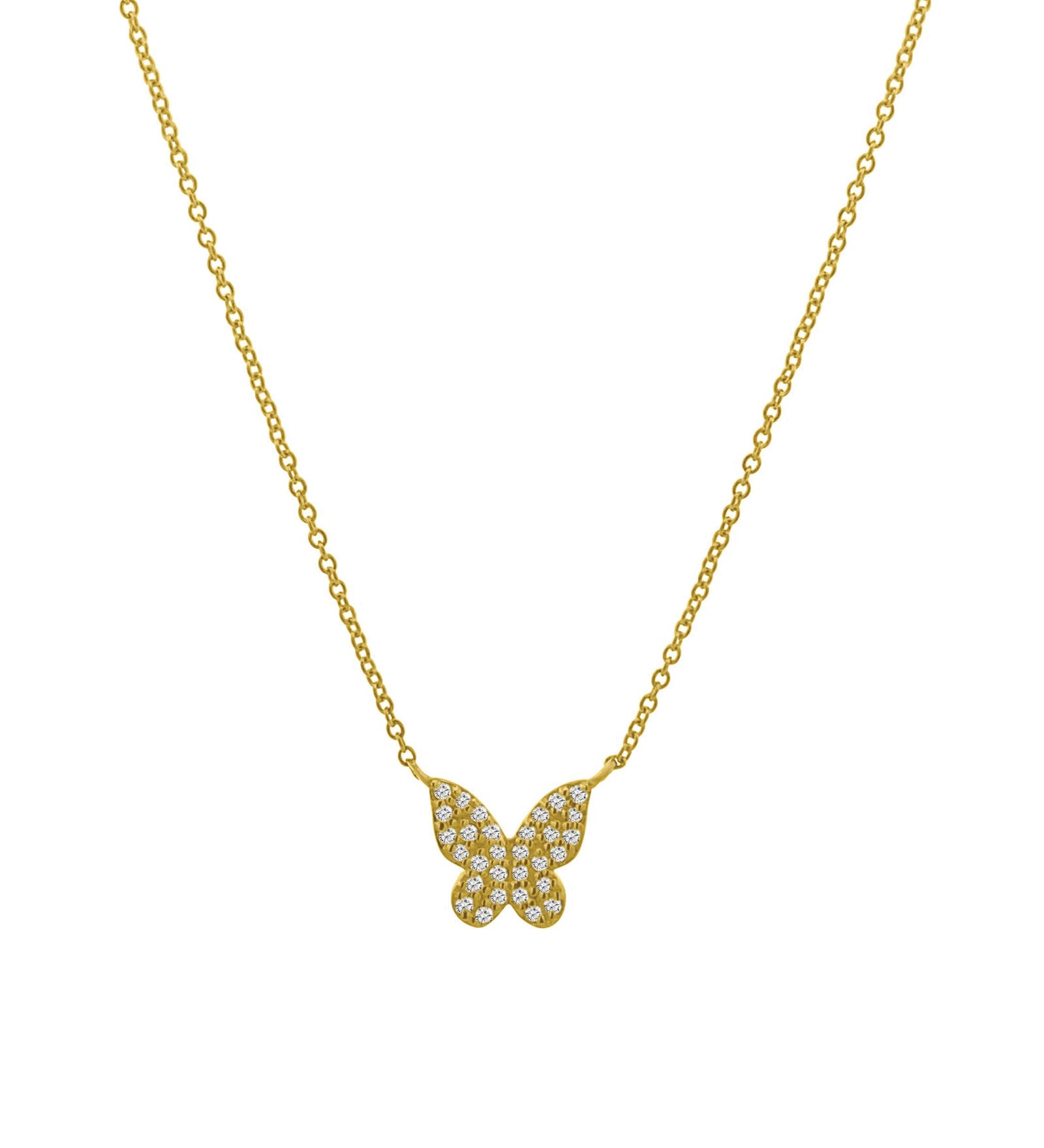 Goldhive-Butterfly Pavé Diamond Necklace-14k Yellow Gold, Diamond-Blue Ruby Jewellery-Vancouver Canada