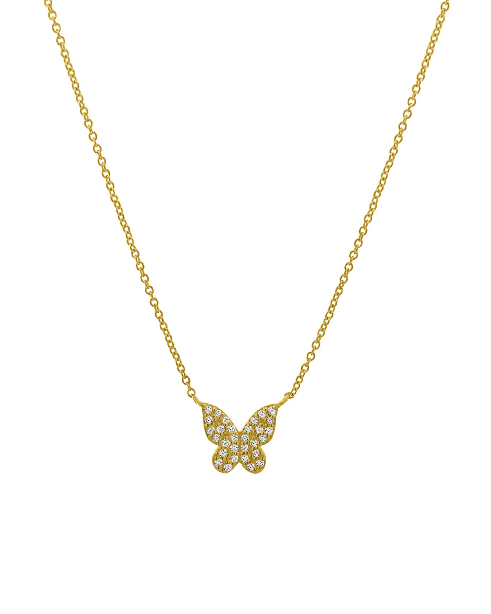 Goldhive-Butterfly Pavé Diamond Necklace-14k Yellow Gold, Diamond-Blue Ruby Jewellery-Vancouver Canada