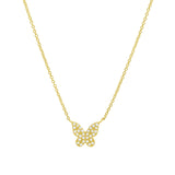 Goldhive-Butterfly Pavé Diamond Necklace-Necklaces-14k Yellow Gold, Diamond-Blue Ruby Jewellery-Vancouver Canada