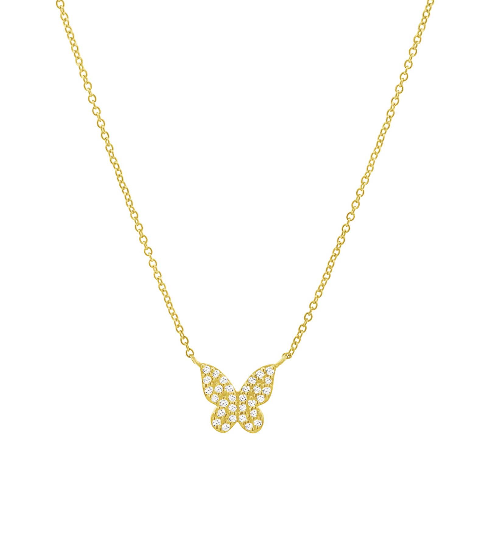 Goldhive-Butterfly Pavé Diamond Necklace-Necklaces-14k Yellow Gold, Diamond-Blue Ruby Jewellery-Vancouver Canada