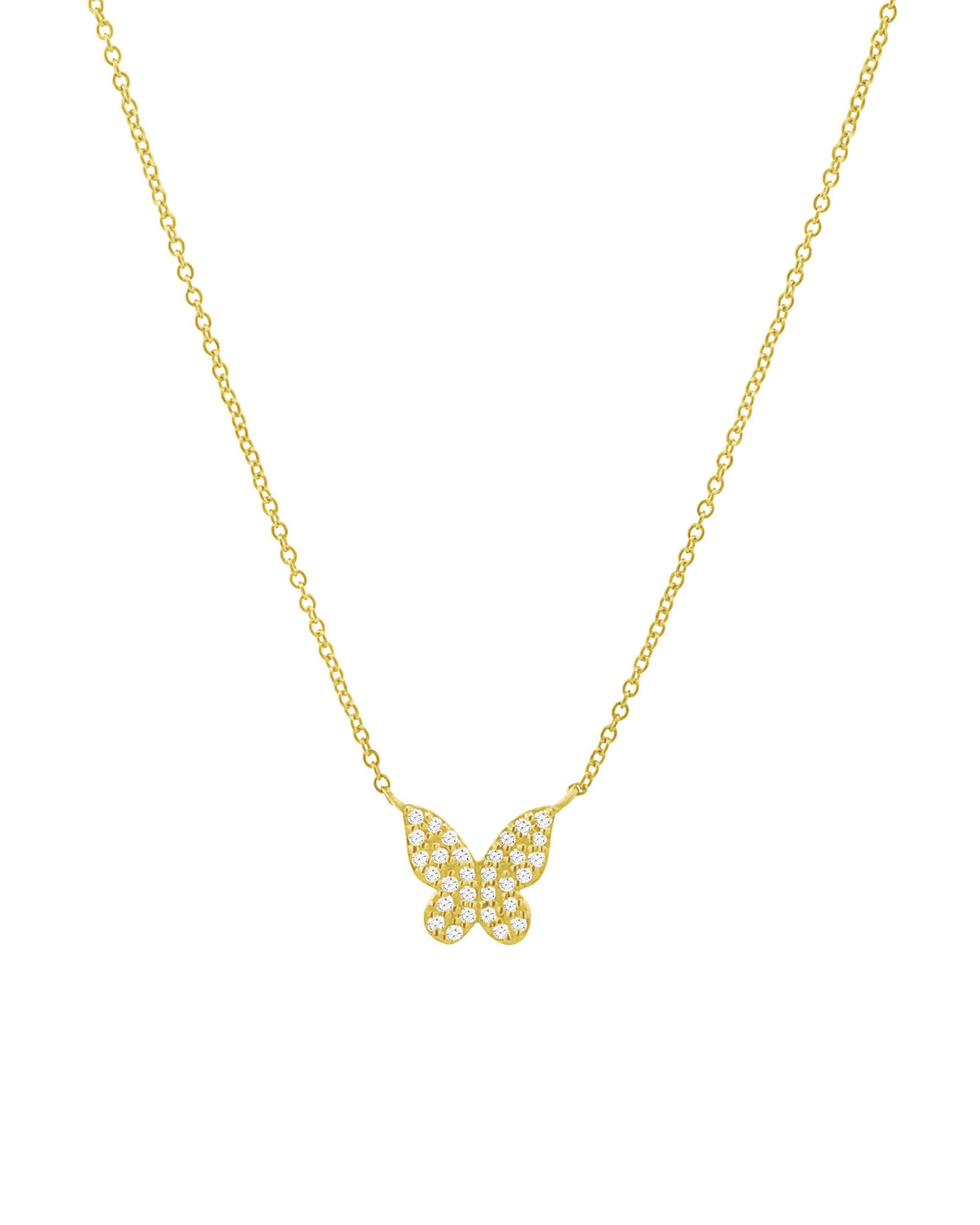 Goldhive-Butterfly Pavé Diamond Necklace-Necklaces-14k Yellow Gold, Diamond-Blue Ruby Jewellery-Vancouver Canada