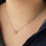Goldhive-Pavé Outline Butterfly Necklace-Blue Ruby Jewellery-Vancouver Canada