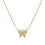 Goldhive-Pavé Outline Butterfly Necklace-14k Yellow Gold, Diamond-Blue Ruby Jewellery-Vancouver Canada