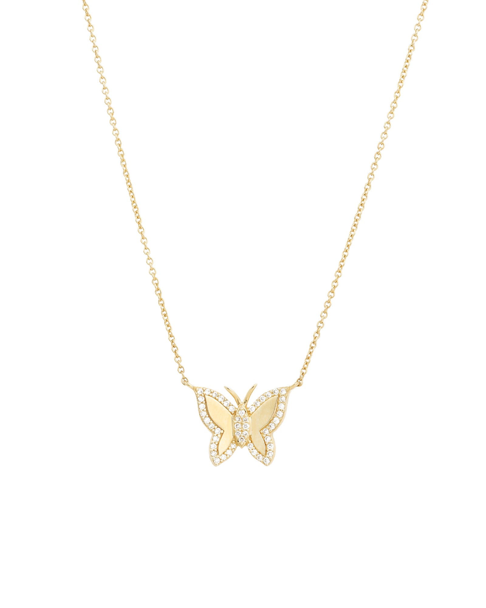 Goldhive-Pavé Outline Butterfly Necklace-Necklaces-Blue Ruby Jewellery-Vancouver Canada
