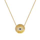 Goldhive-Radiant Evil Eye Necklace-14k Yellow Gold, Diamond, Blue Sapphire-Blue Ruby Jewellery-Vancouver Canada