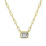 Goldhive-East-West Stone Necklace-14k Yellow Gold, White Topaz-Blue Ruby Jewellery-Vancouver Canada