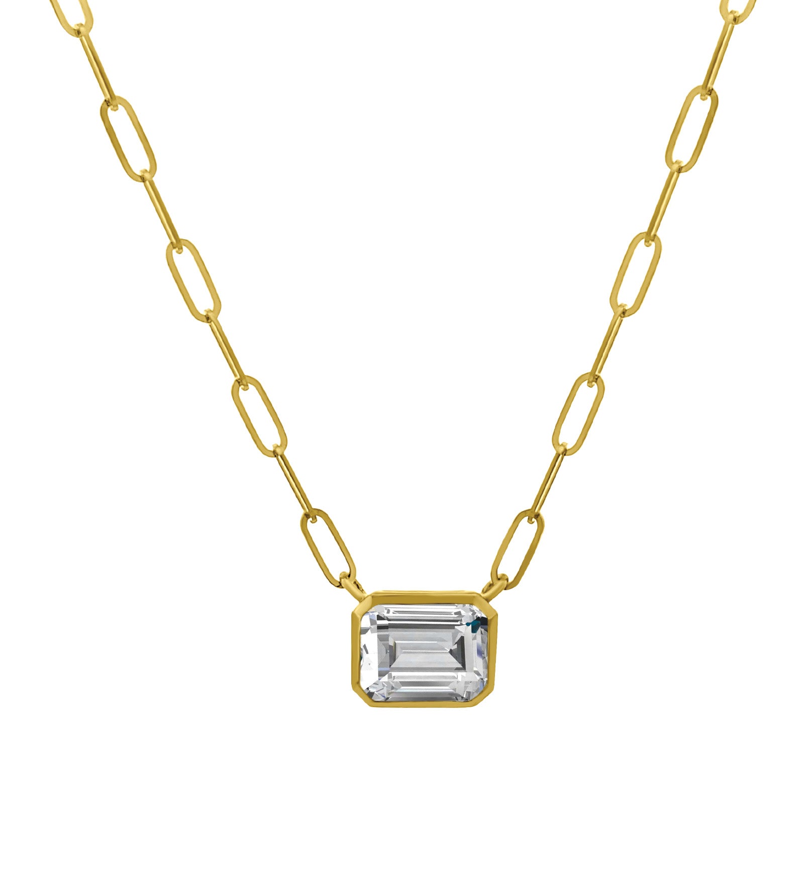 Goldhive-East-West Stone Necklace-14k Yellow Gold, White Topaz-Blue Ruby Jewellery-Vancouver Canada