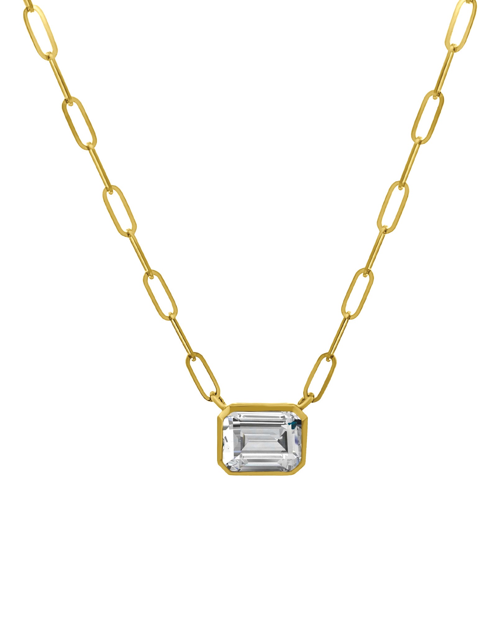 Goldhive-East-West Stone Necklace-14k Yellow Gold, White Topaz-Blue Ruby Jewellery-Vancouver Canada