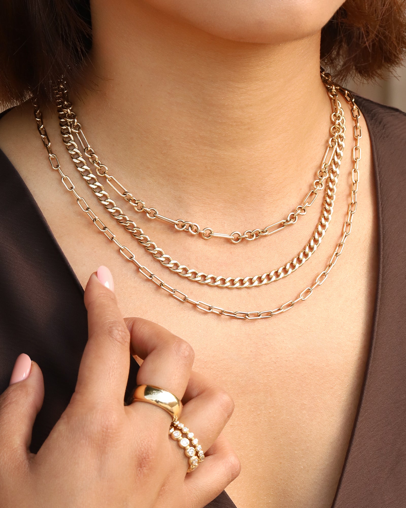 Goldhive-Sculpted Oval Chain Necklace-Necklaces-Blue Ruby Jewellery-Vancouver Canada