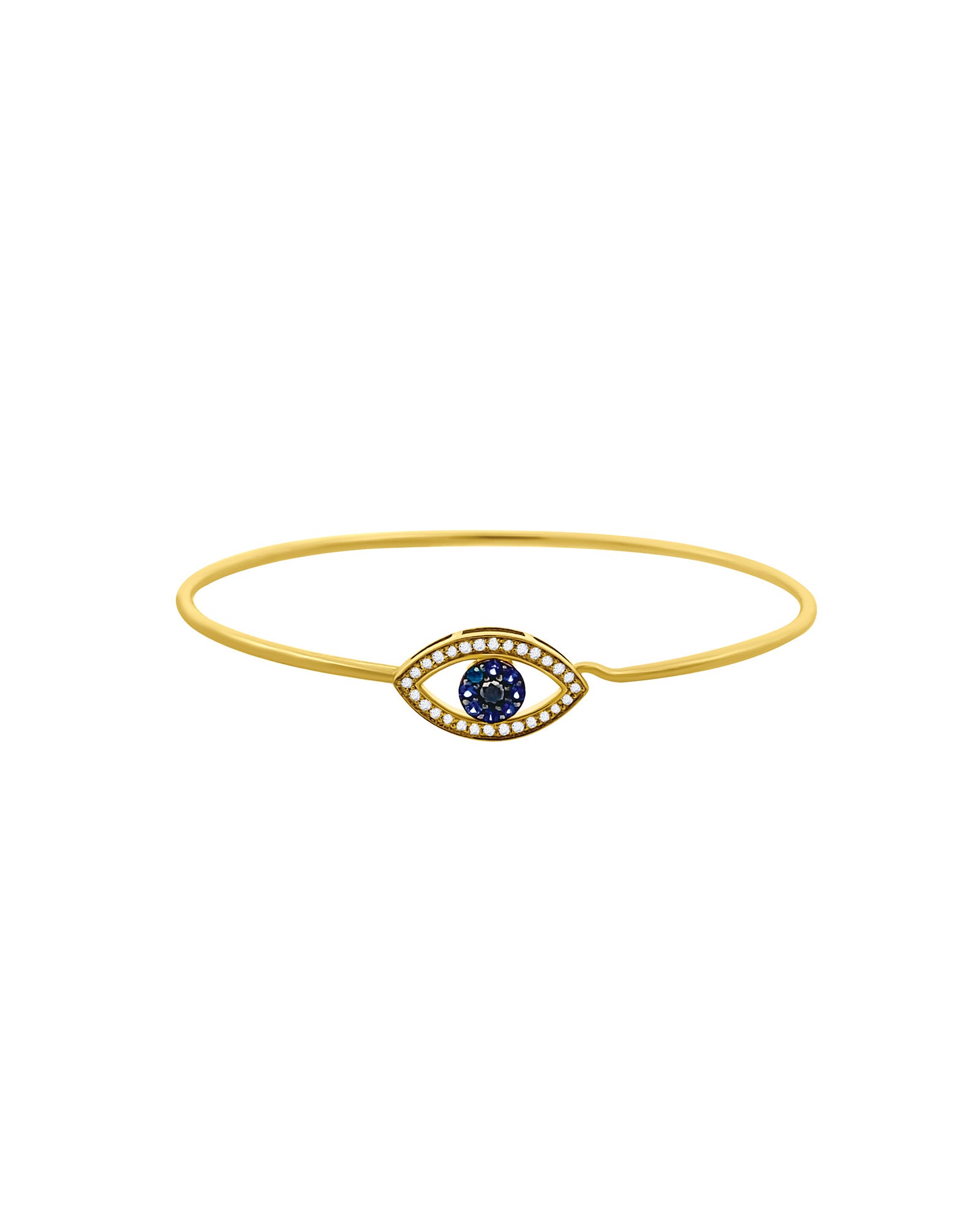 Goldhive-Evil Eye Hook Bangle-14k Yellow Gold, Diamond, Sapphire-Blue Ruby Jewellery-Vancouver Canada