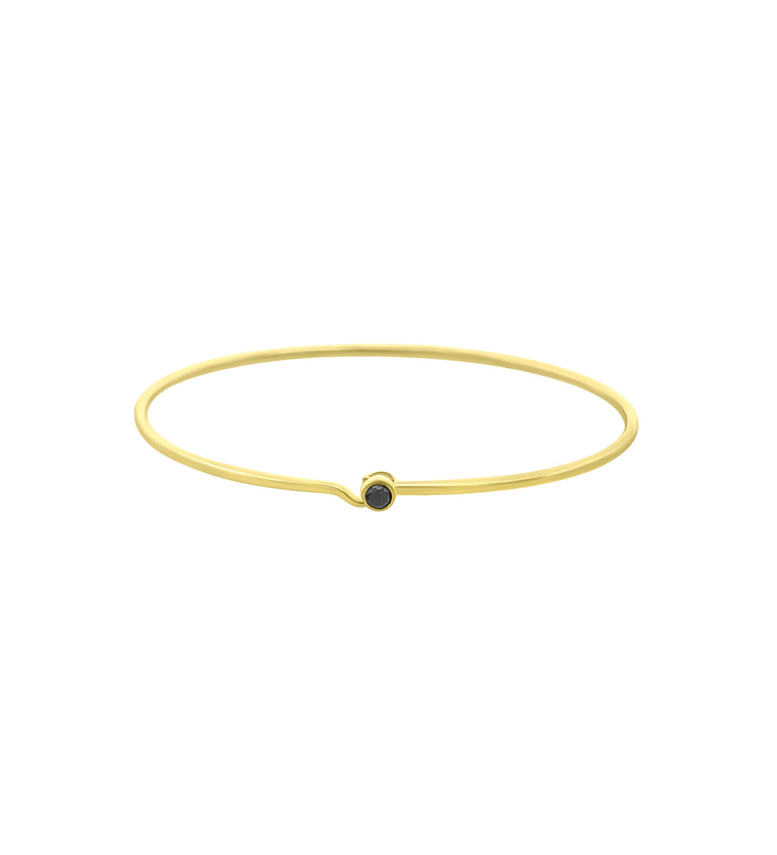 Goldhive-Solitaire Bezel Hook Bangle-14k Yellow Gold, Black Diamond-Blue Ruby Jewellery-Vancouver Canada