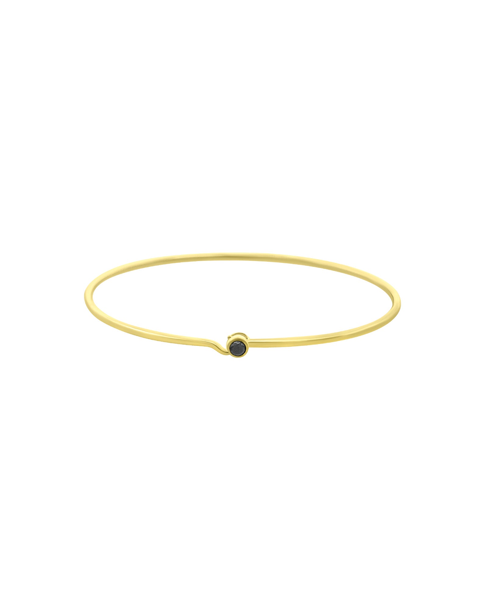 Goldhive-Solitaire Bezel Hook Bangle-14k Yellow Gold, Black Diamond-Blue Ruby Jewellery-Vancouver Canada