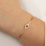 Goldhive-Pavé Evil Eye Hook Bangle-Bracelets-Blue Ruby Jewellery-Vancouver Canada
