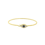 Goldhive-Pavé Evil Eye Hook Bangle-14k Yellow Gold, Diamond, Sapphire-Blue Ruby Jewellery-Vancouver Canada