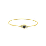 Goldhive-Pavé Evil Eye Hook Bangle-14k Yellow Gold, Diamond, Sapphire-Blue Ruby Jewellery-Vancouver Canada