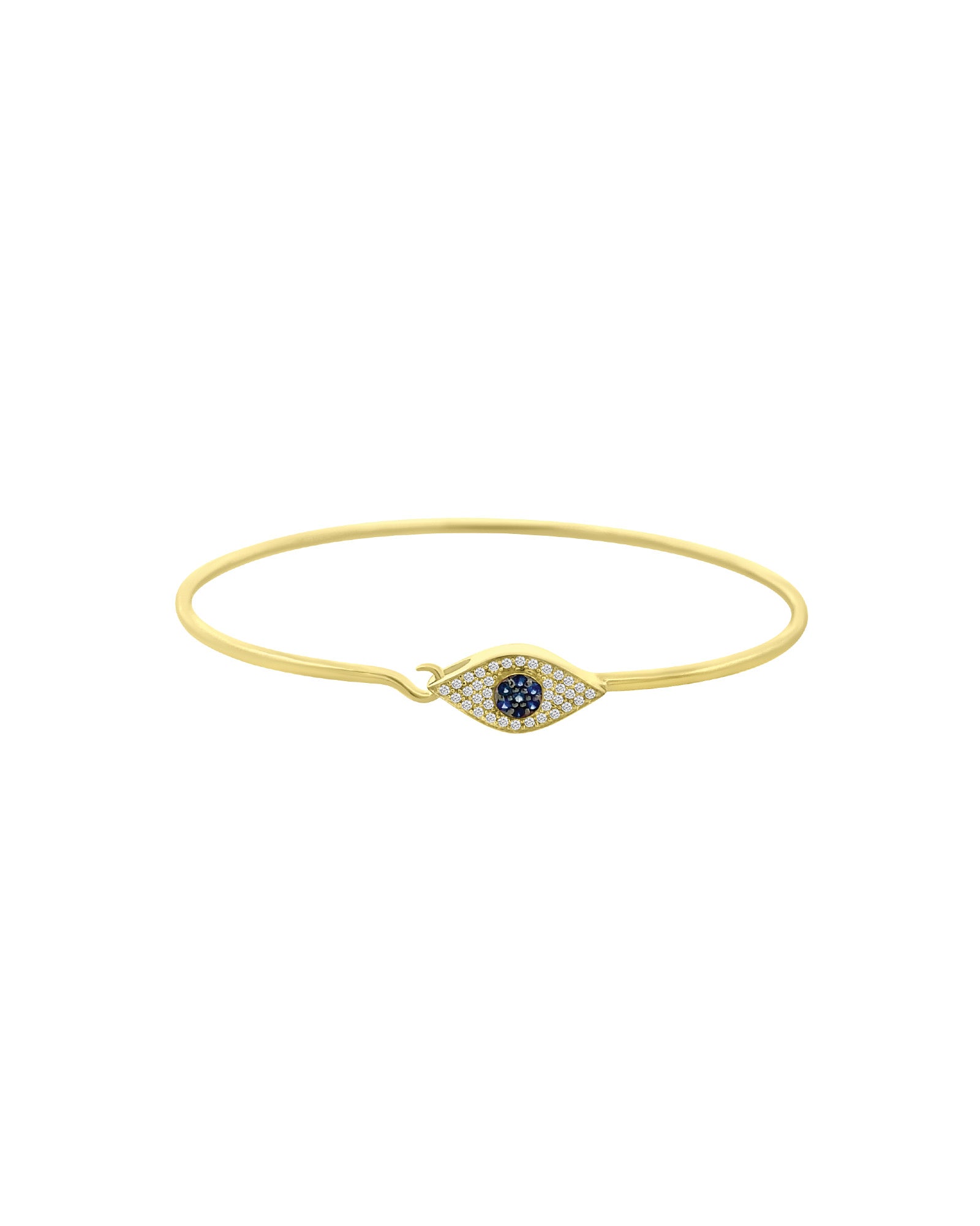 Goldhive-Pavé Evil Eye Hook Bangle-14k Yellow Gold, Diamond, Sapphire-Blue Ruby Jewellery-Vancouver Canada