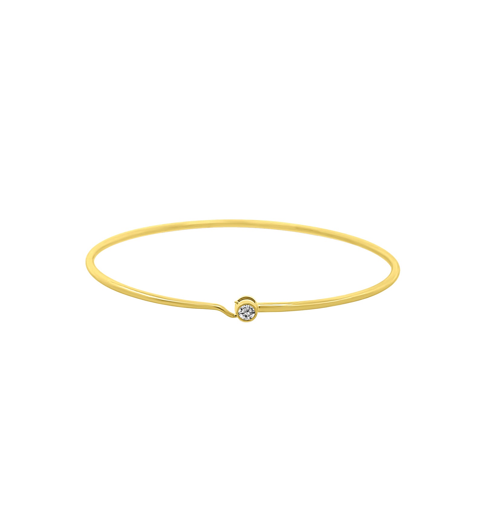 Goldhive-Solitaire Bezel Hook Bangle-14k Yellow Gold, Diamond-Blue Ruby Jewellery-Vancouver Canada