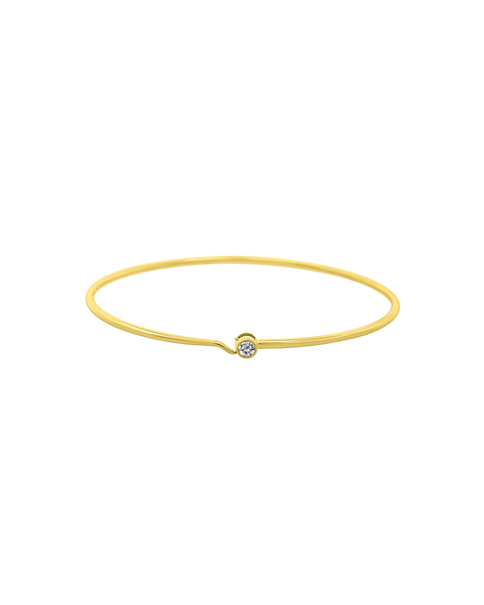 Goldhive-Solitaire Bezel Hook Bangle-14k Yellow Gold, Diamond-Blue Ruby Jewellery-Vancouver Canada