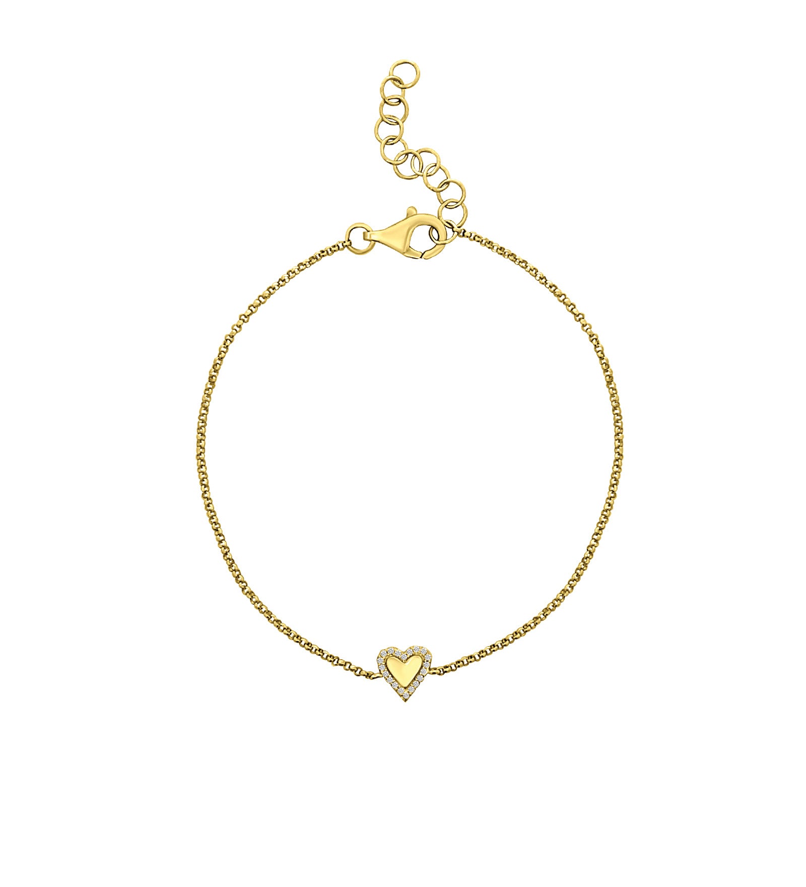 Goldhive-Heart Diamond Outline Bracelet-Blue Ruby Jewellery-Vancouver Canada