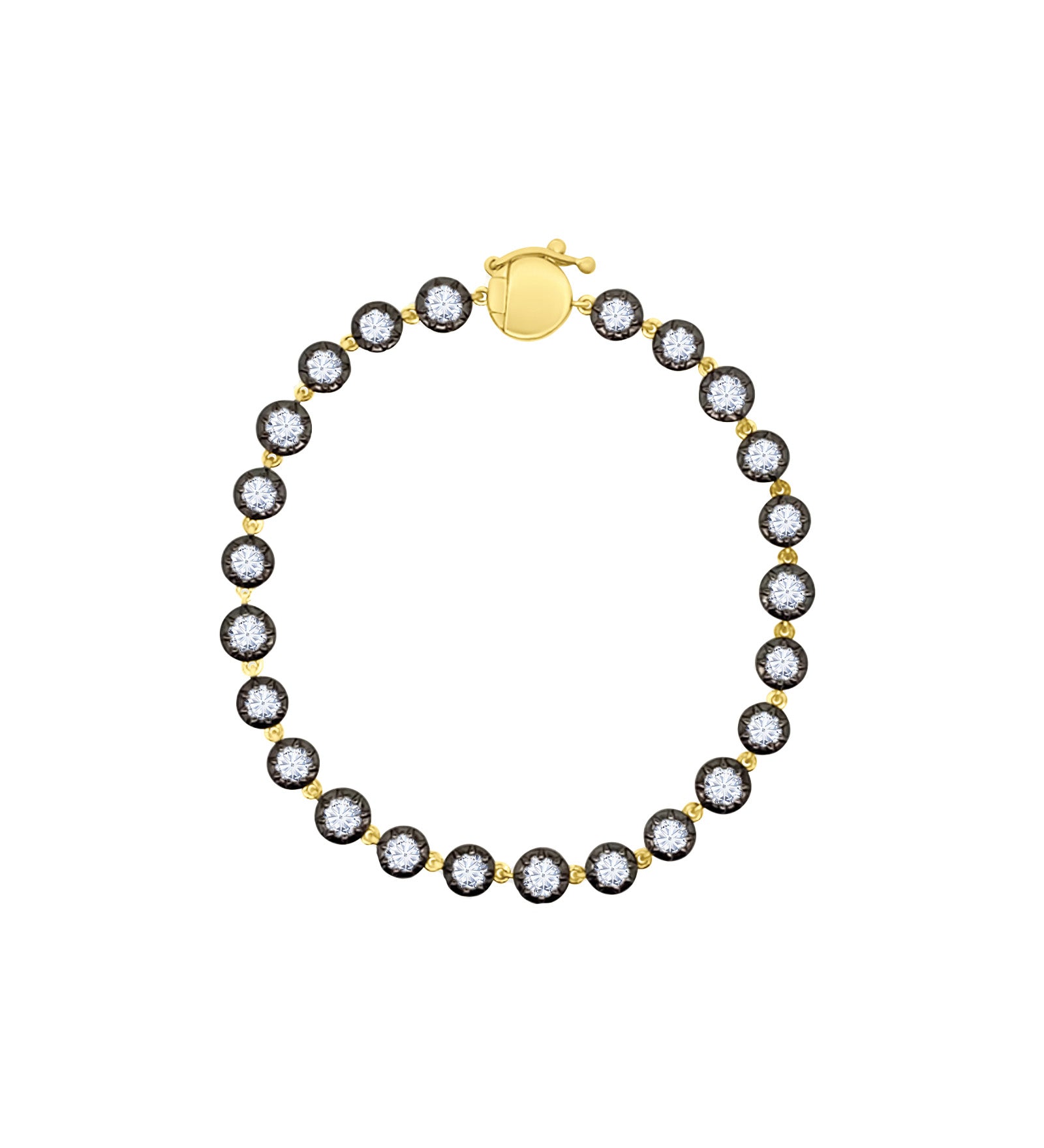 Goldhive-24 Stone Radiance Bracelet-14k Yellow Gold, White Topaz-Blue Ruby Jewellery-Vancouver Canada
