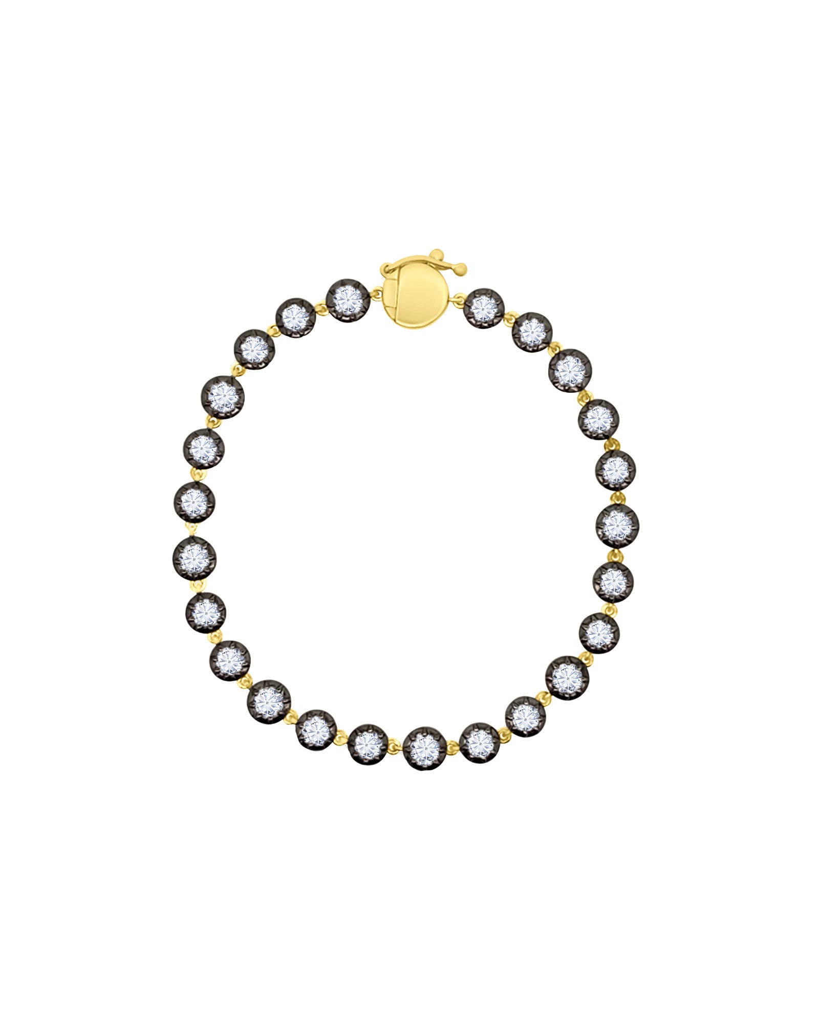 Goldhive-24 Stone Radiance Bracelet-14k Yellow Gold, White Topaz-Blue Ruby Jewellery-Vancouver Canada