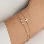 Goldhive-East-West Diamond Cross Bracelet-Bracelets-Blue Ruby Jewellery-Vancouver Canada