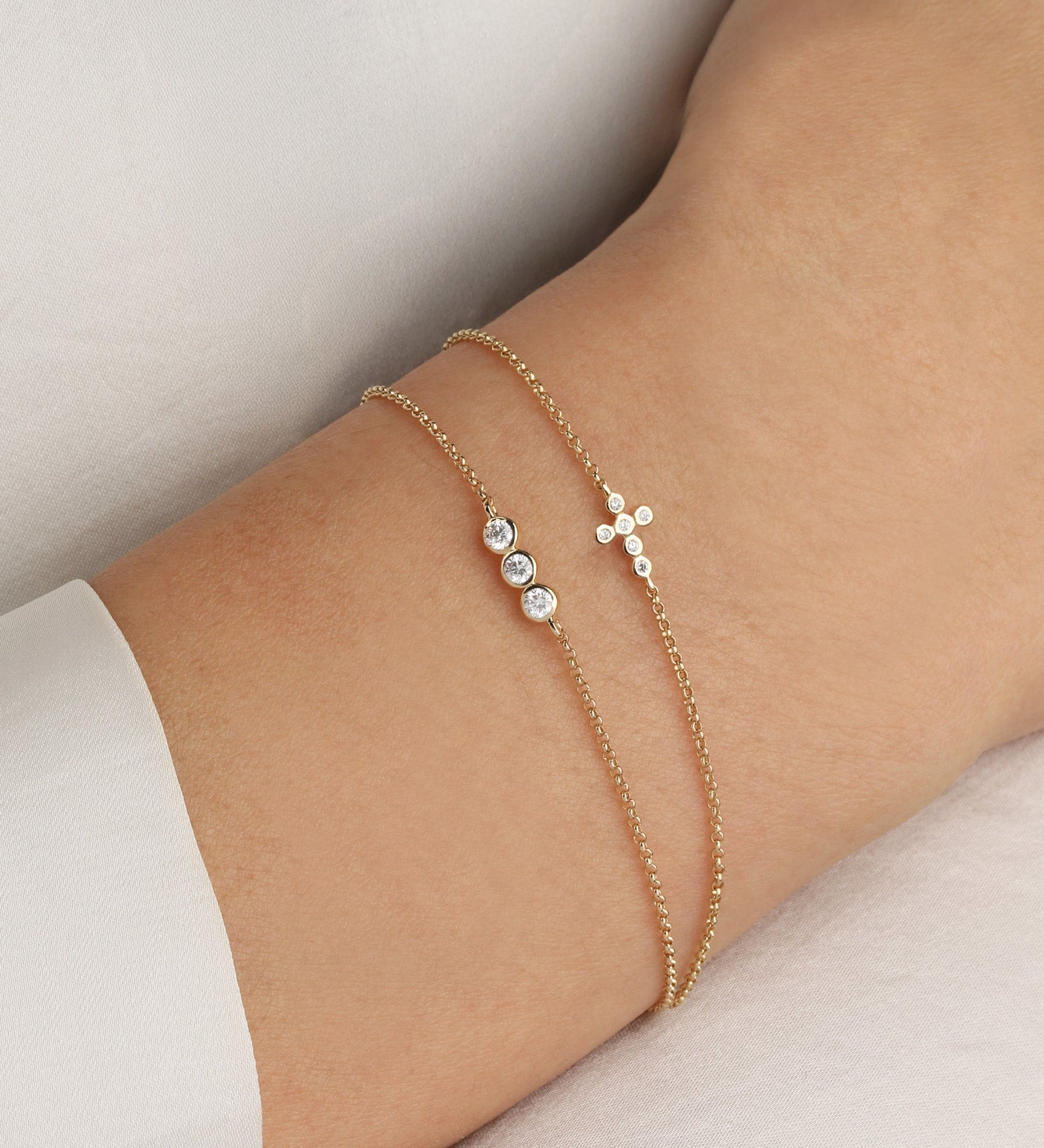 Goldhive-East-West Diamond Cross Bracelet-Bracelets-Blue Ruby Jewellery-Vancouver Canada