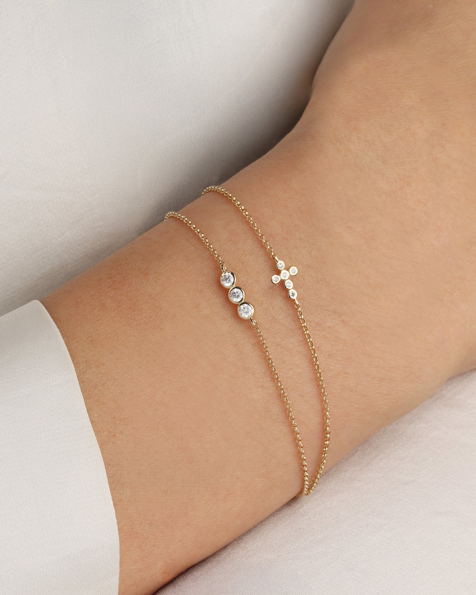 Goldhive-East-West Diamond Cross Bracelet-Bracelets-Blue Ruby Jewellery-Vancouver Canada