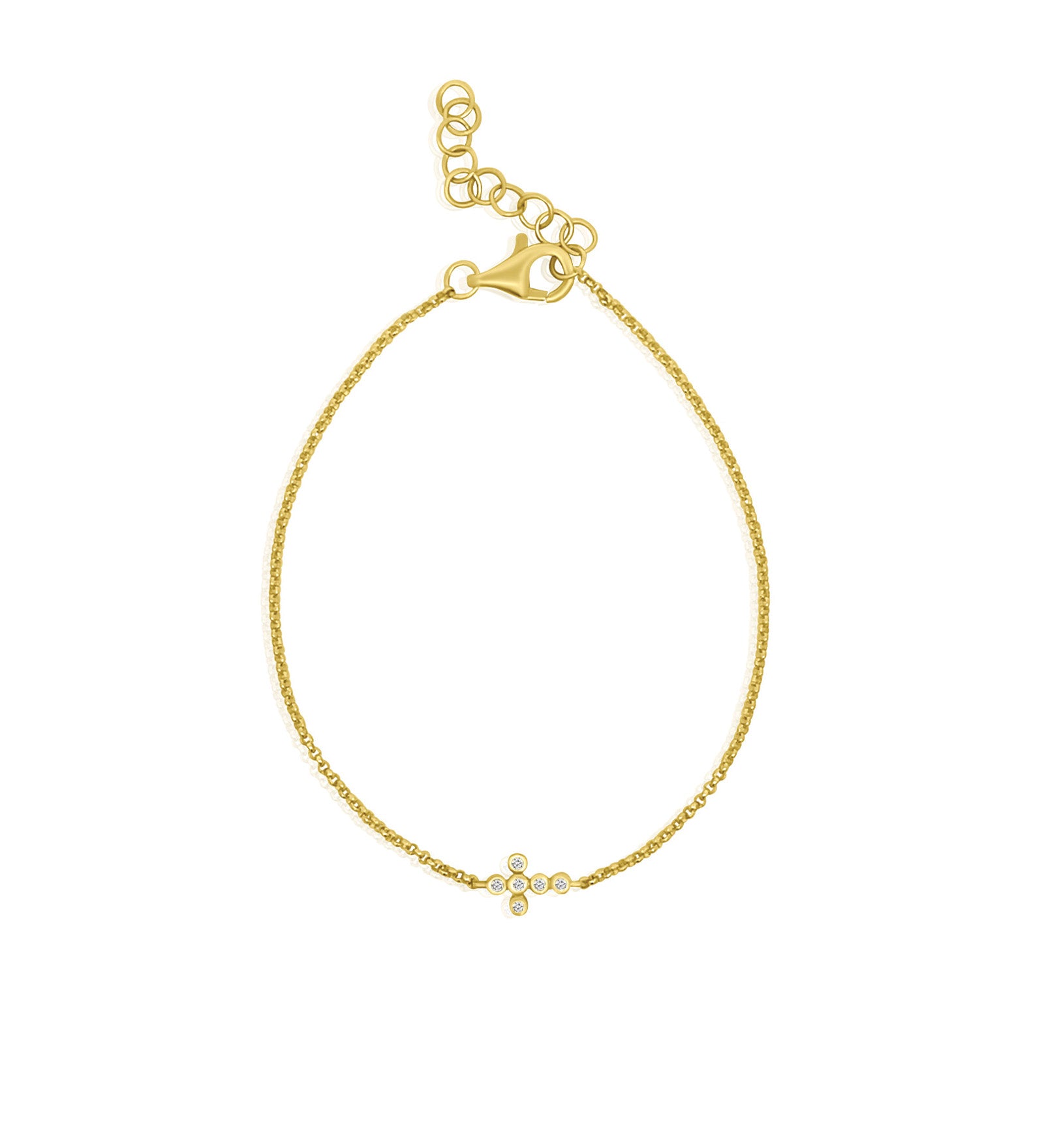 Goldhive-East-West Diamond Cross Bracelet-14k Yellow Gold, Diamond-Blue Ruby Jewellery-Vancouver Canada