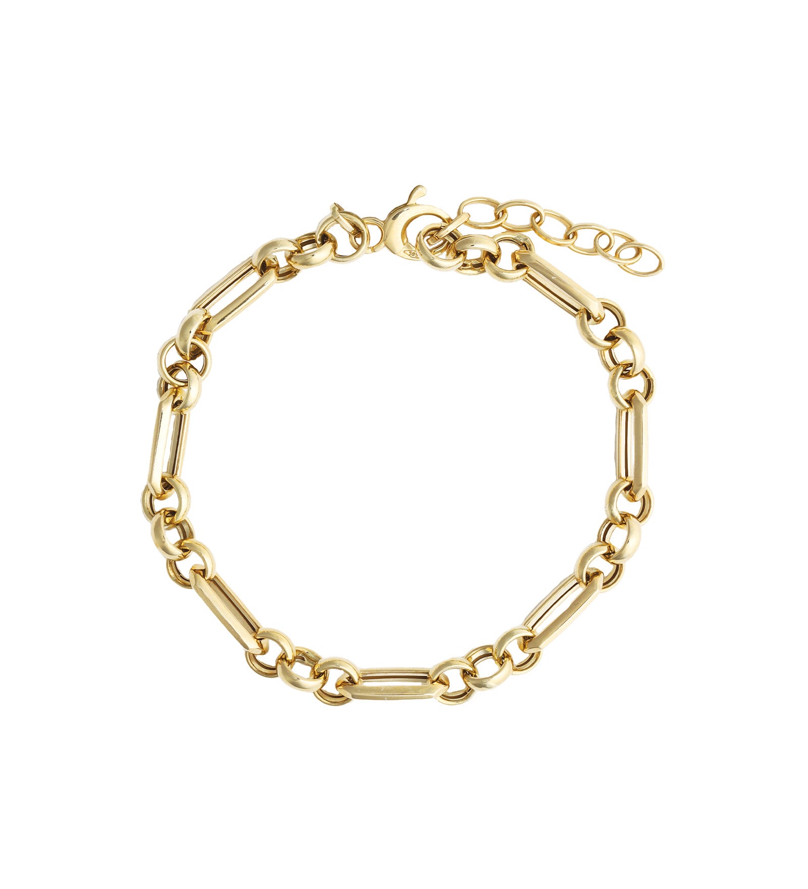 Goldhive-Layered Link Chain Bracelet-14k Yellow Gold-Blue Ruby Jewellery-Vancouver Canada