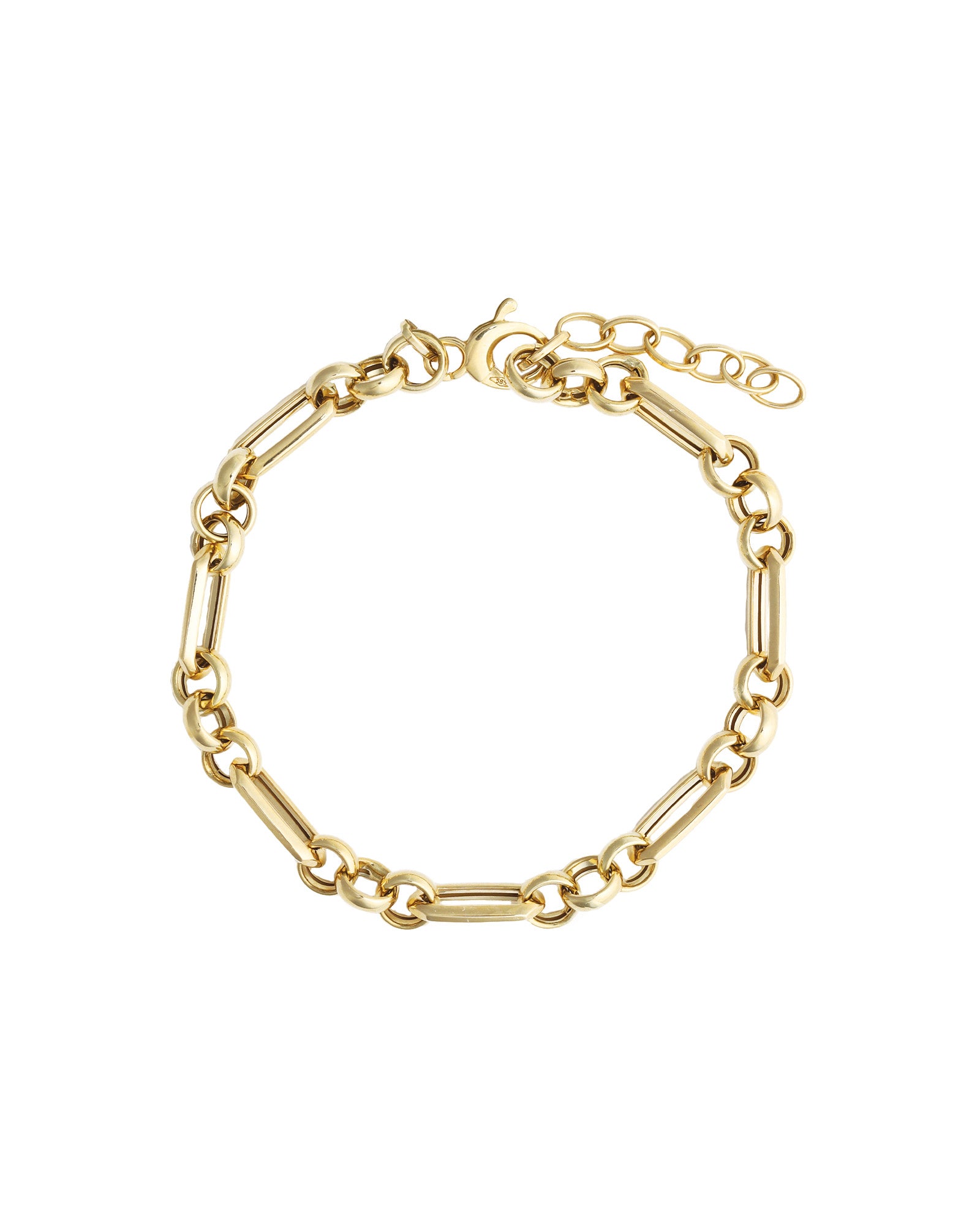 Goldhive-Layered Link Chain Bracelet-14k Yellow Gold-Blue Ruby Jewellery-Vancouver Canada