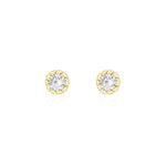 Goldhive-Spike Circle Stud-14k Yellow Gold, White Topaz-Blue Ruby Jewellery-Vancouver Canada