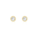 Goldhive-Spike Circle Stud-14k Yellow Gold, White Topaz-Blue Ruby Jewellery-Vancouver Canada