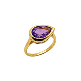 Goldhive-Teardrop Stone Ring-Rings-14k Yellow Gold, Amethyst-7-Blue Ruby Jewellery-Vancouver Canada
