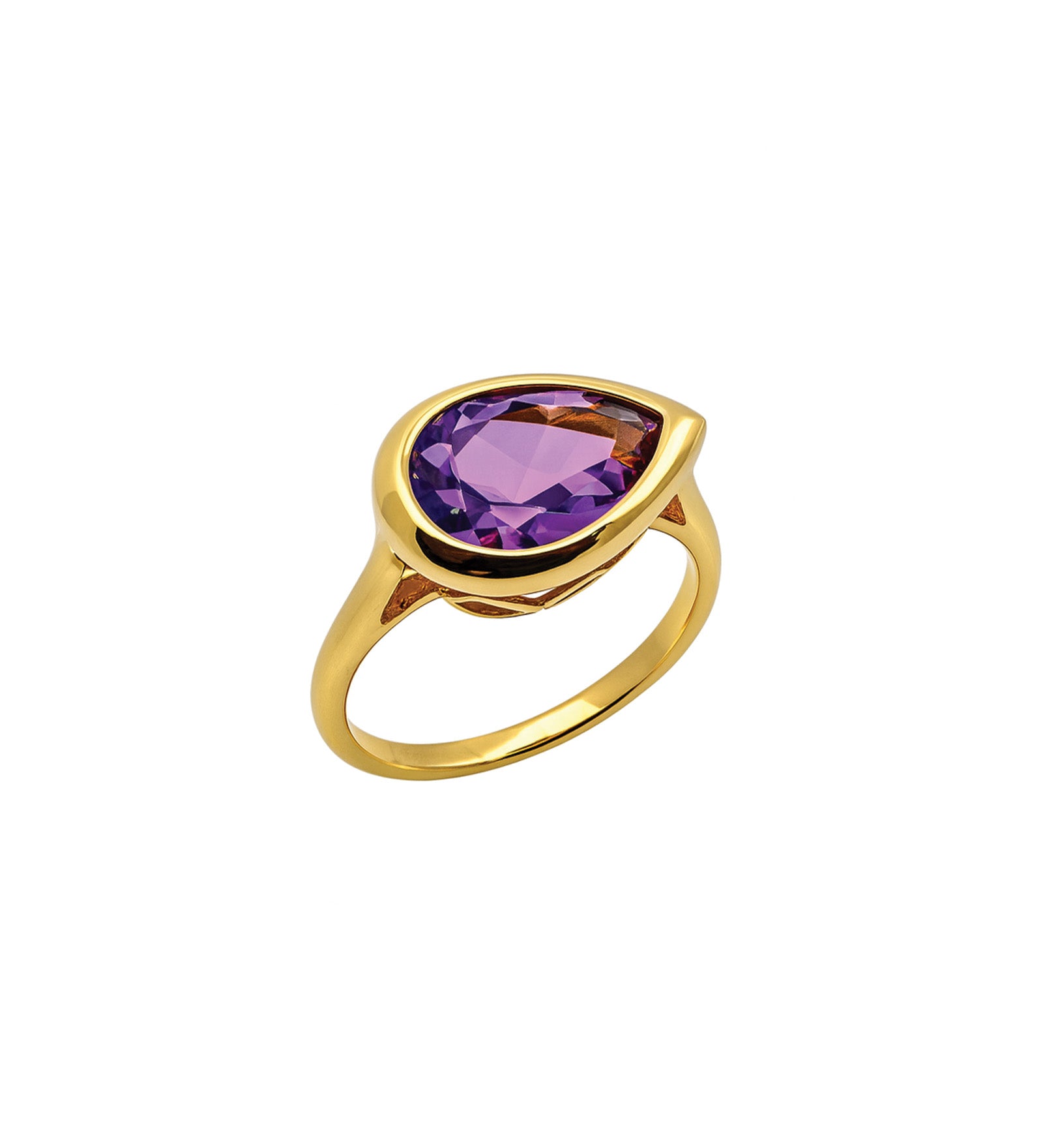 Goldhive-Teardrop Stone Ring-Rings-14k Yellow Gold, Amethyst-7-Blue Ruby Jewellery-Vancouver Canada