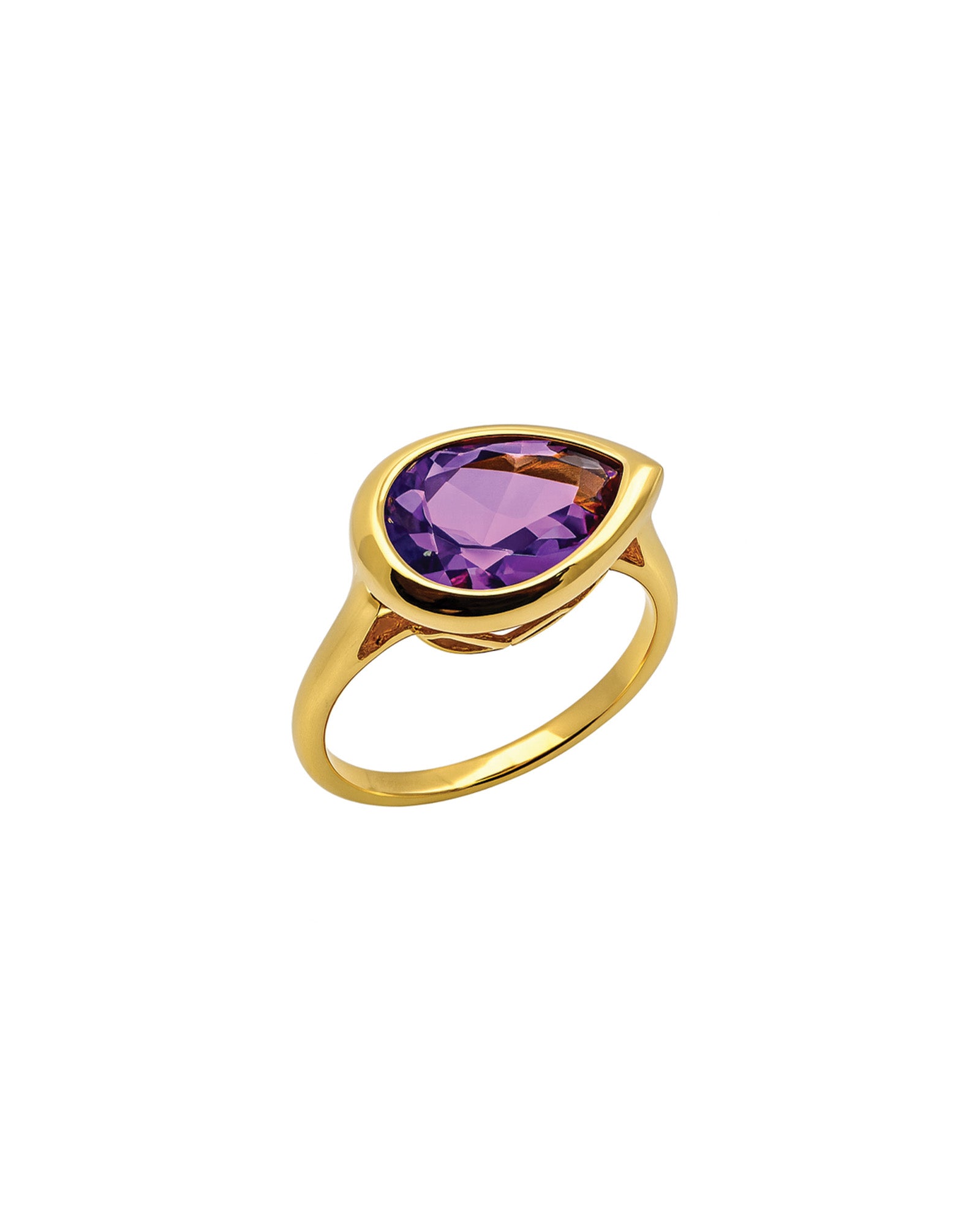 Goldhive-Teardrop Stone Ring-Rings-14k Yellow Gold, Amethyst-7-Blue Ruby Jewellery-Vancouver Canada