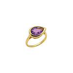 Goldhive-Teardrop Stone Ring-Rings-14k Yellow Gold, Amethyst-7-Blue Ruby Jewellery-Vancouver Canada