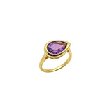 Goldhive-Teardrop Stone Ring-Rings-14k Yellow Gold, Amethyst-7-Blue Ruby Jewellery-Vancouver Canada