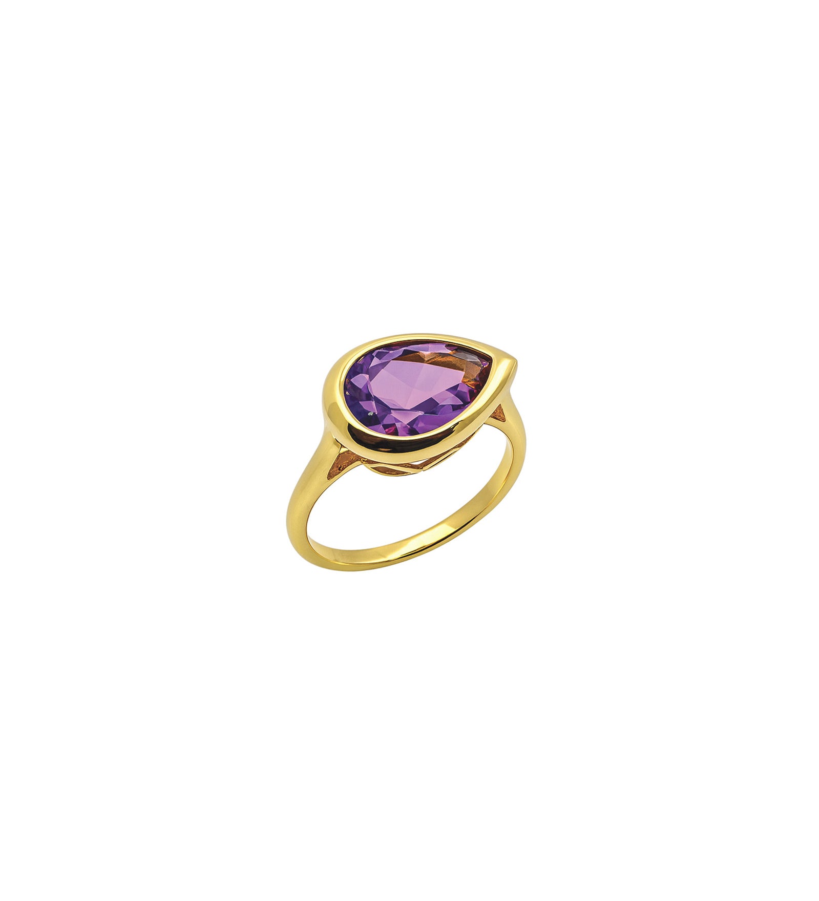Goldhive-Teardrop Stone Ring-Rings-14k Yellow Gold, Amethyst-7-Blue Ruby Jewellery-Vancouver Canada