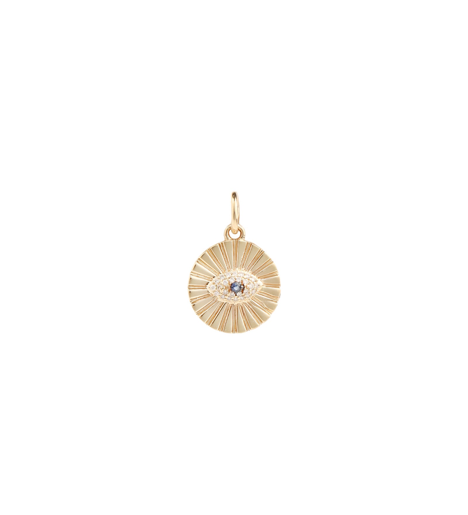Goldhive-Sunray Evil Eye Charm-Necklaces-14k Yellow Gold, Diamond, Sapphire-Blue Ruby Jewellery-Vancouver Canada