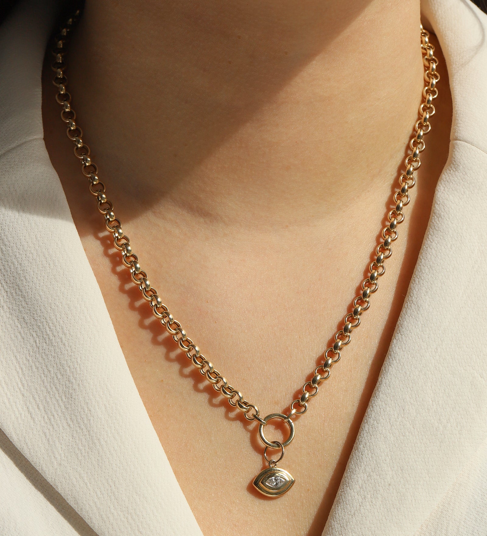 Goldhive-Evil Eye Marquise Charm-Necklaces-Blue Ruby Jewellery-Vancouver Canada