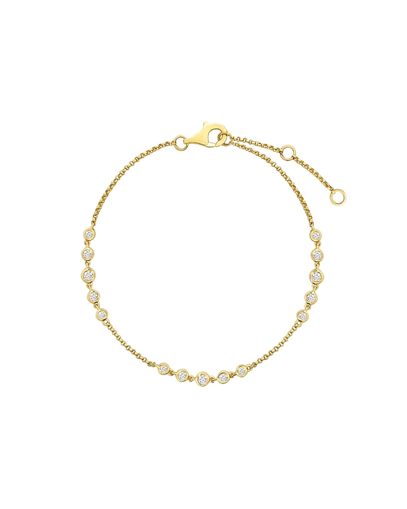 Goldhive-Multi Diamond Bezel Bracelet-Bracelets-14k Yellow Gold, Diamond-Blue Ruby Jewellery-Vancouver Canada