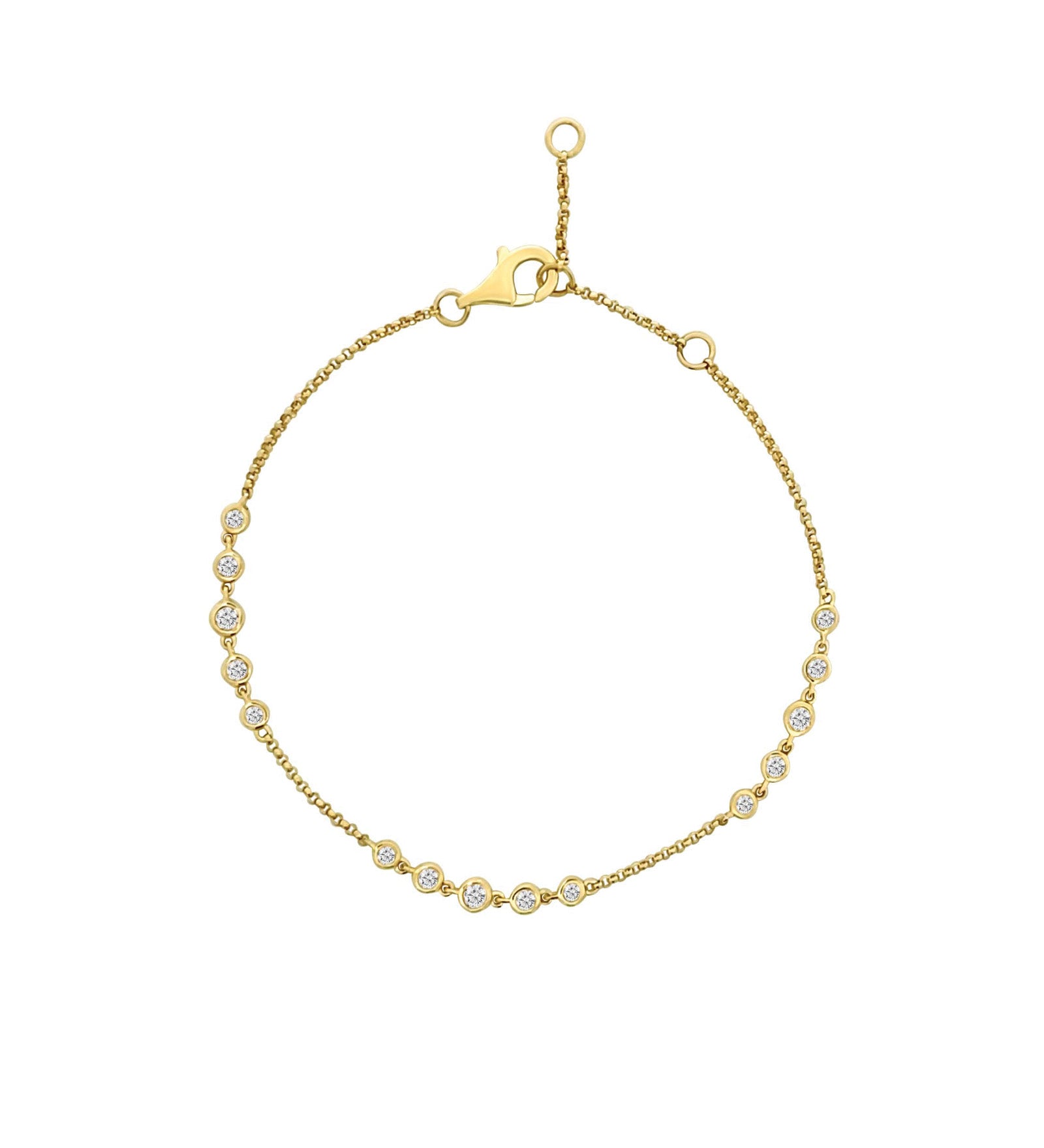 Goldhive-Gradual Diamond Bezel Bracelet-14k Yellow Gold, Diamond-Blue Ruby Jewellery-Vancouver Canada